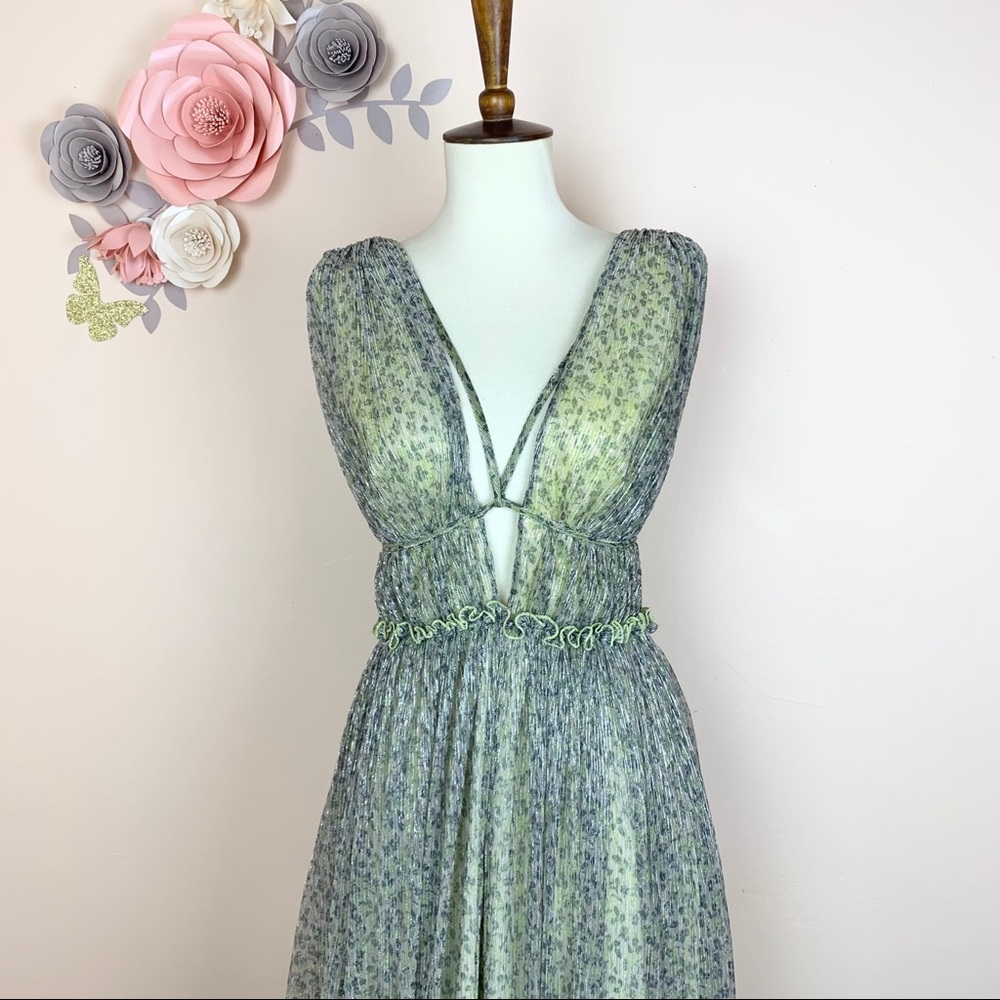 New! JONATHAN SIMKHAI Plisse Metallic Maxi Dress - Picture 5 of 14